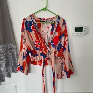 Cute, red white, blue, orange and tanish Orange color top